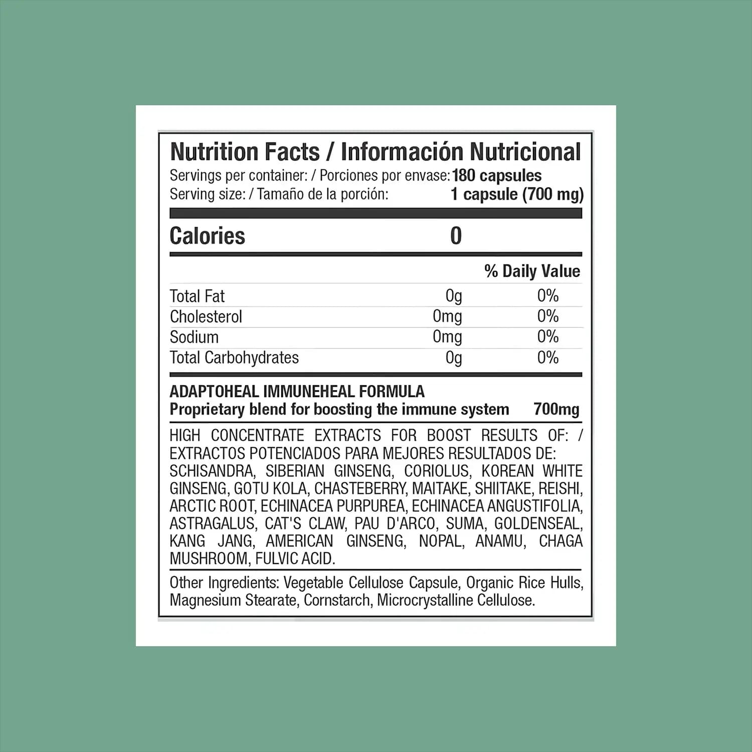 Immuneheal (Immu-H) 180 Cápsulas | 700mg Adaptoheal® - imagen 2